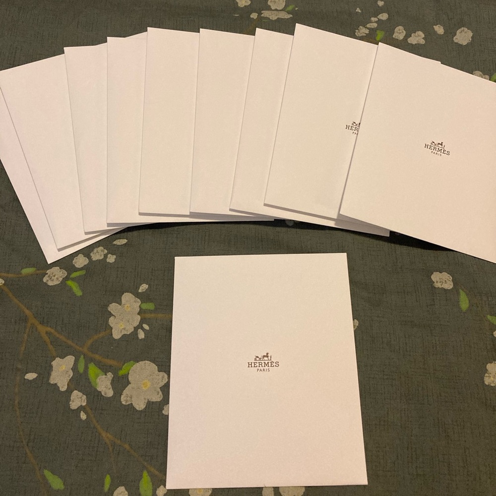 Set of 10- Hermès empty receipt holder & envelope
